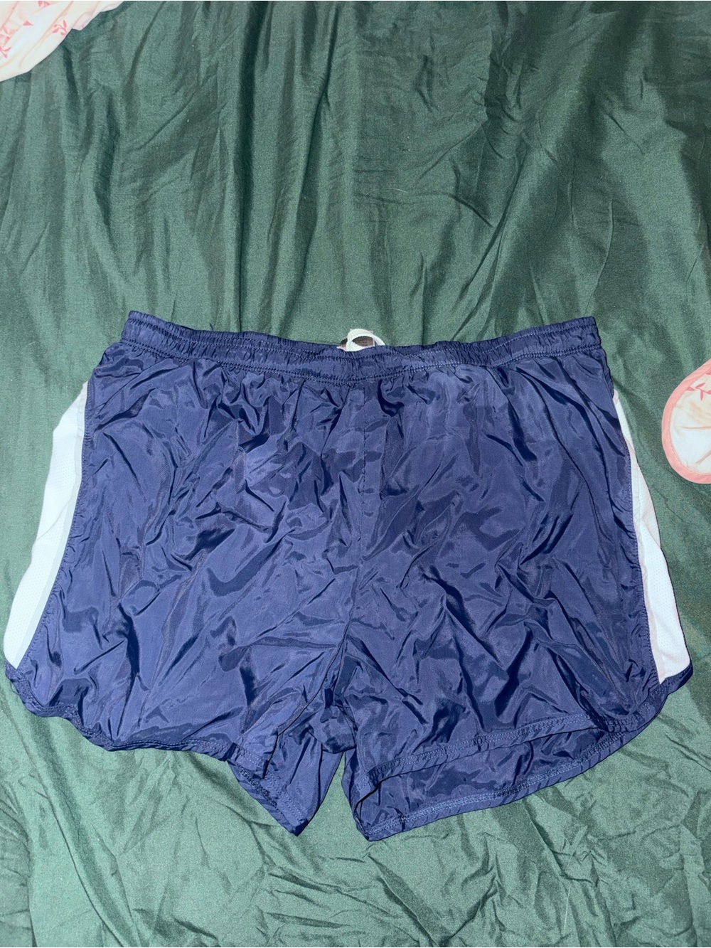 Champion Navy Blue Athletic Shorts with White Side Panels